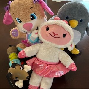 Interactive Plush Toy Set - Pink, White, Gray